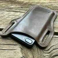 Étui de téléphone pour hommes, étui à boucle de téléphone portable, ceinture, sac de taille, accessoires, sac à main en cuir, portefeuille de téléphone, pochette de course, sacs de voyage et de Camping 3
