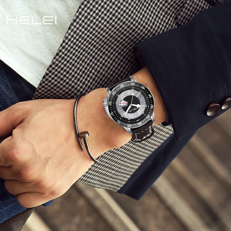 HELEI2024 new business light luxury hot models helmsman series  quartz men's quartz watch men's waterproof wristwa