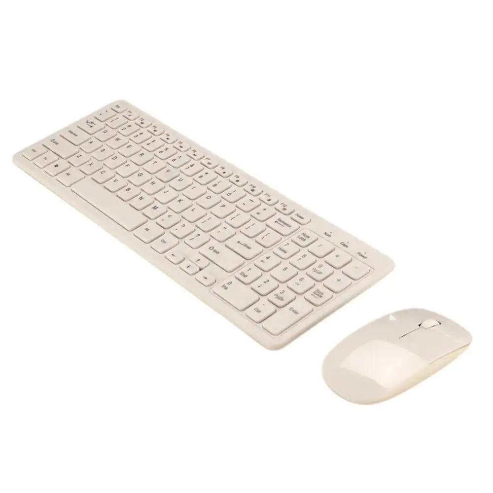 프렌치 키보드 무선 2400DPI 마우스, 울트라 슬림 AZERTY 키보드 마우스 세트, 휴대용 무음 인체공학/실버, 2.4Ghz