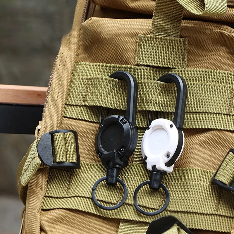 Outdoor Automatic Retractable Wire Buckle Rope Backpack Anti-theft Keychain with Spring Edc Elastic Carabiner Climbing Equipment