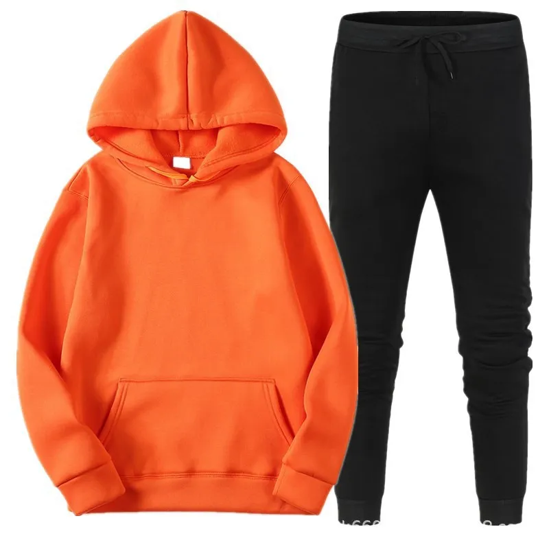 Sports Suit New Men's And Women's Sportswear Hoodie Casual Solid Color Thick Pullover And Pants Two-piece Set Autumn Winter Jogging Suit