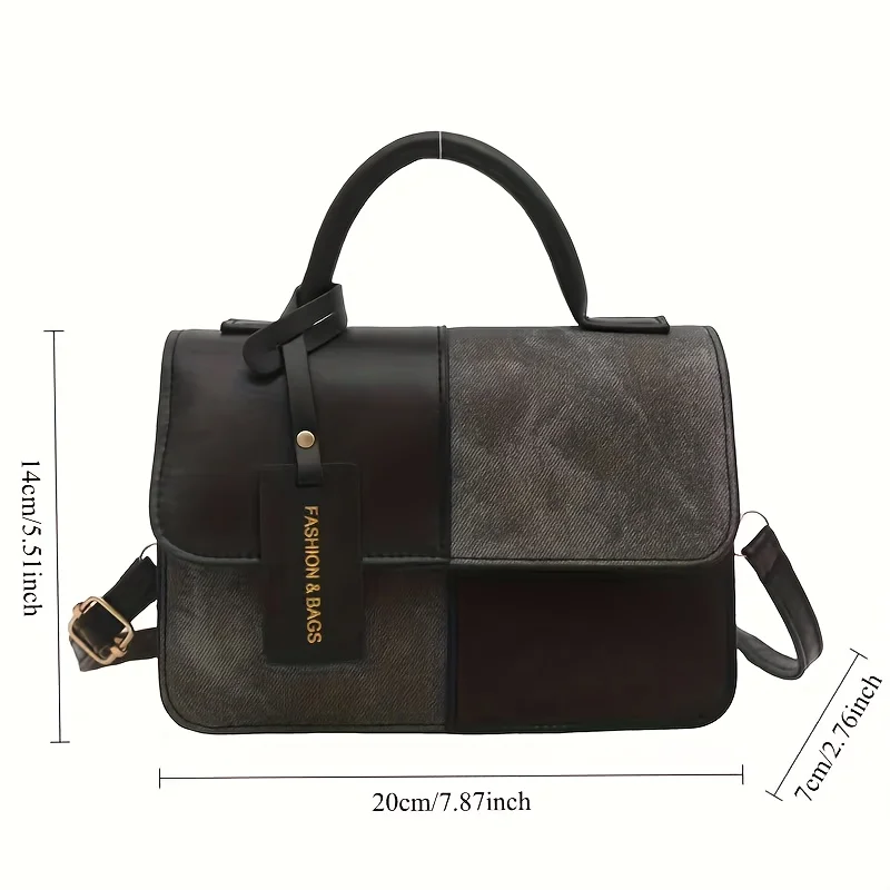 Elegant Women'S Crossbody Shoulder Bag Fashionable Splicing Texture Handbag, Chic Square Small Tote Bag, Woman Daily Phone Pouch