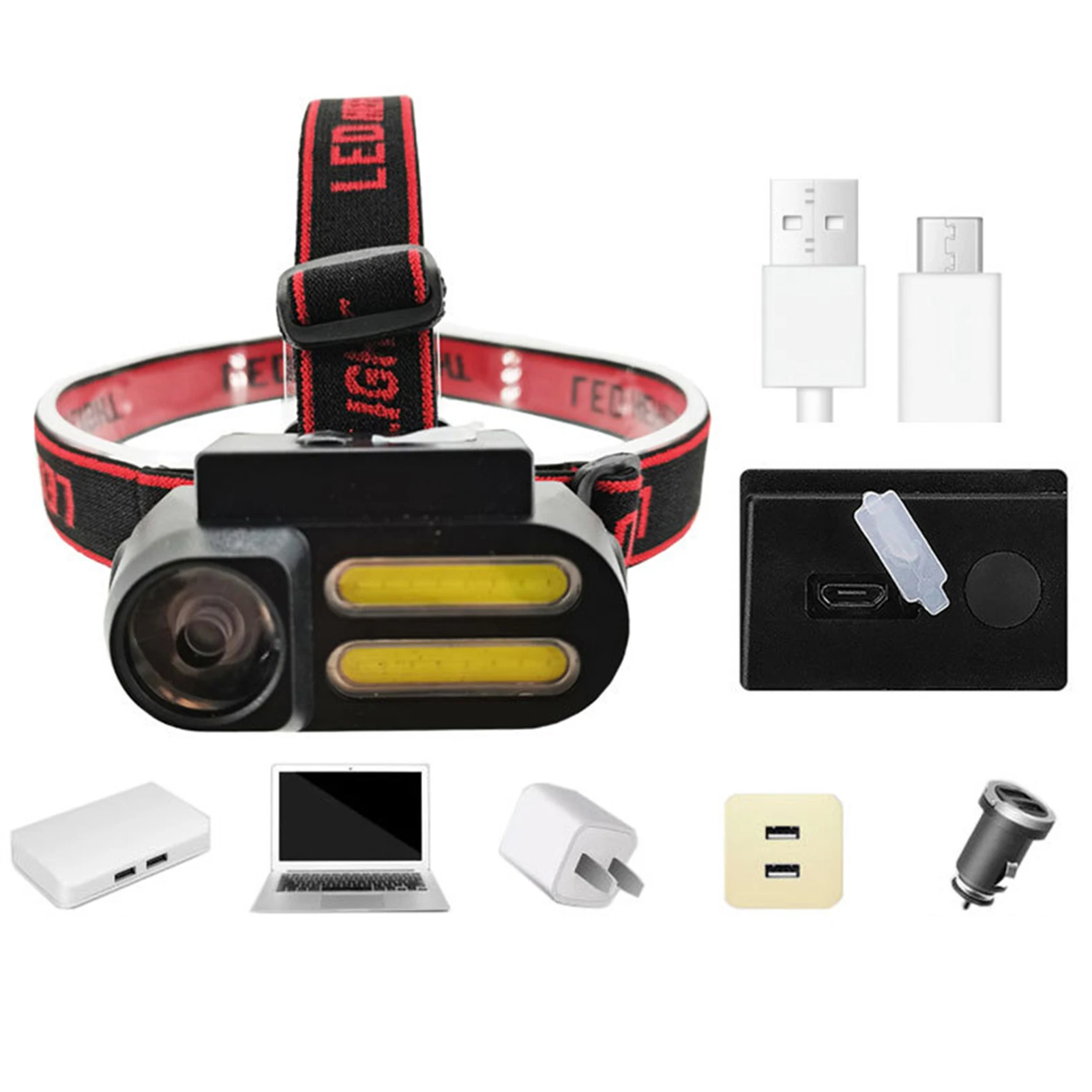 

Portable Mini COB Headlamp Button Switch Flashlight with Elasticity Head Band Gift for Friends and Family