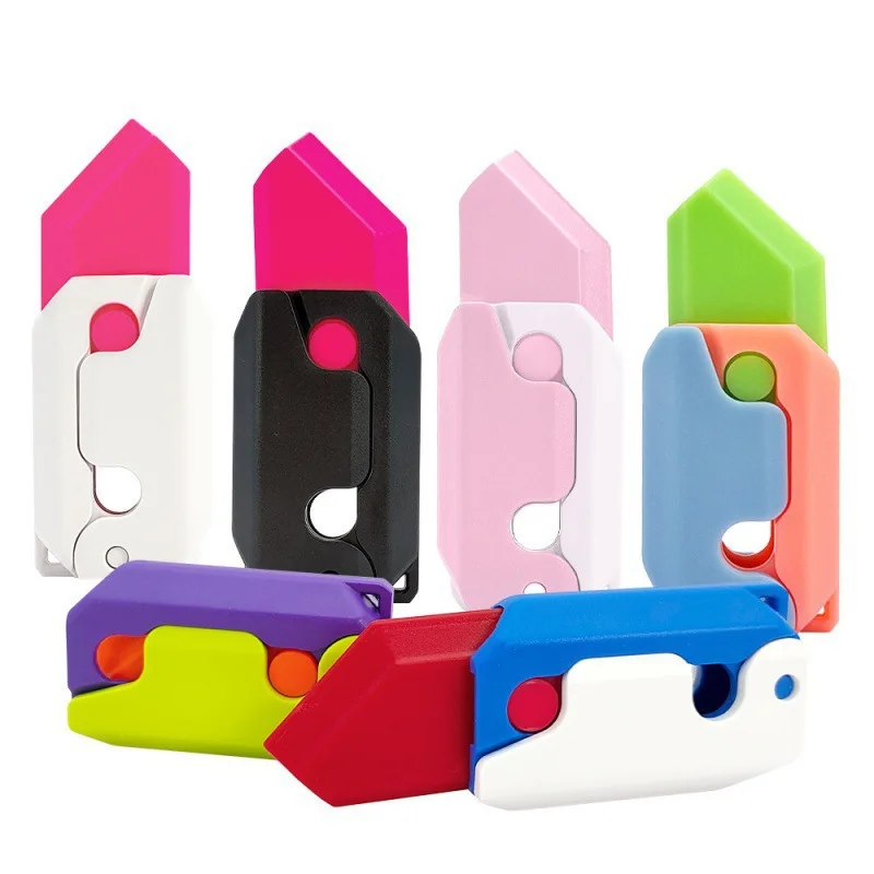 Fidget Toys Gravity Knife Gun Fidget Toys 3D Printing Cartoon Plastic Radish Knife Children Plush Card Decompression Stress Reliever Toy