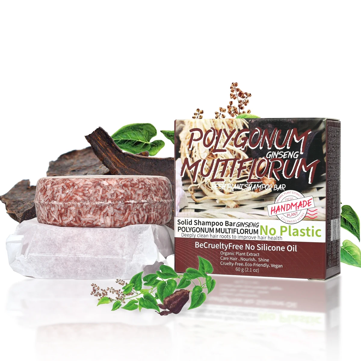 Polygonum Multiflorum Soap Private Label Hair Darkening Shampoo Bar Repair Damaged Hair Growth 60g