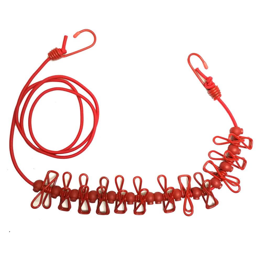 Camping Non-slip stretch clothesline With 12Clips 4