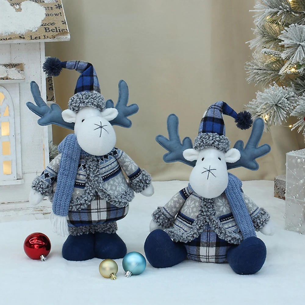 

Christmas elk decoration, large vertical handmade plush Christmas decoration gifts holiday living room decoration.