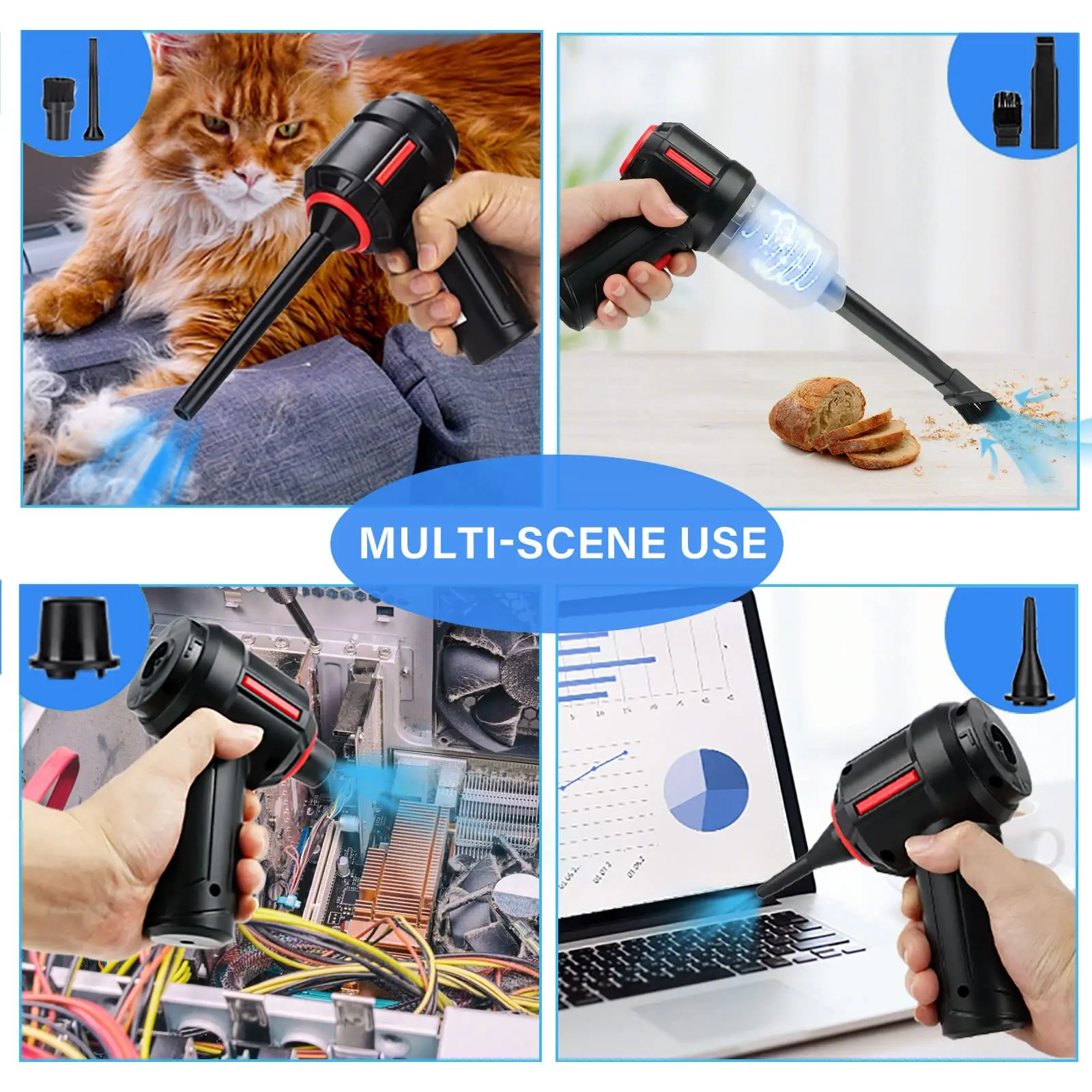 3-in-1 Compressed Air Duster Mini Vacuum Electric Air Duster for Keyboard  Cleaning Rechargeable Air Duster for Computer Cleaning - AliExpress
