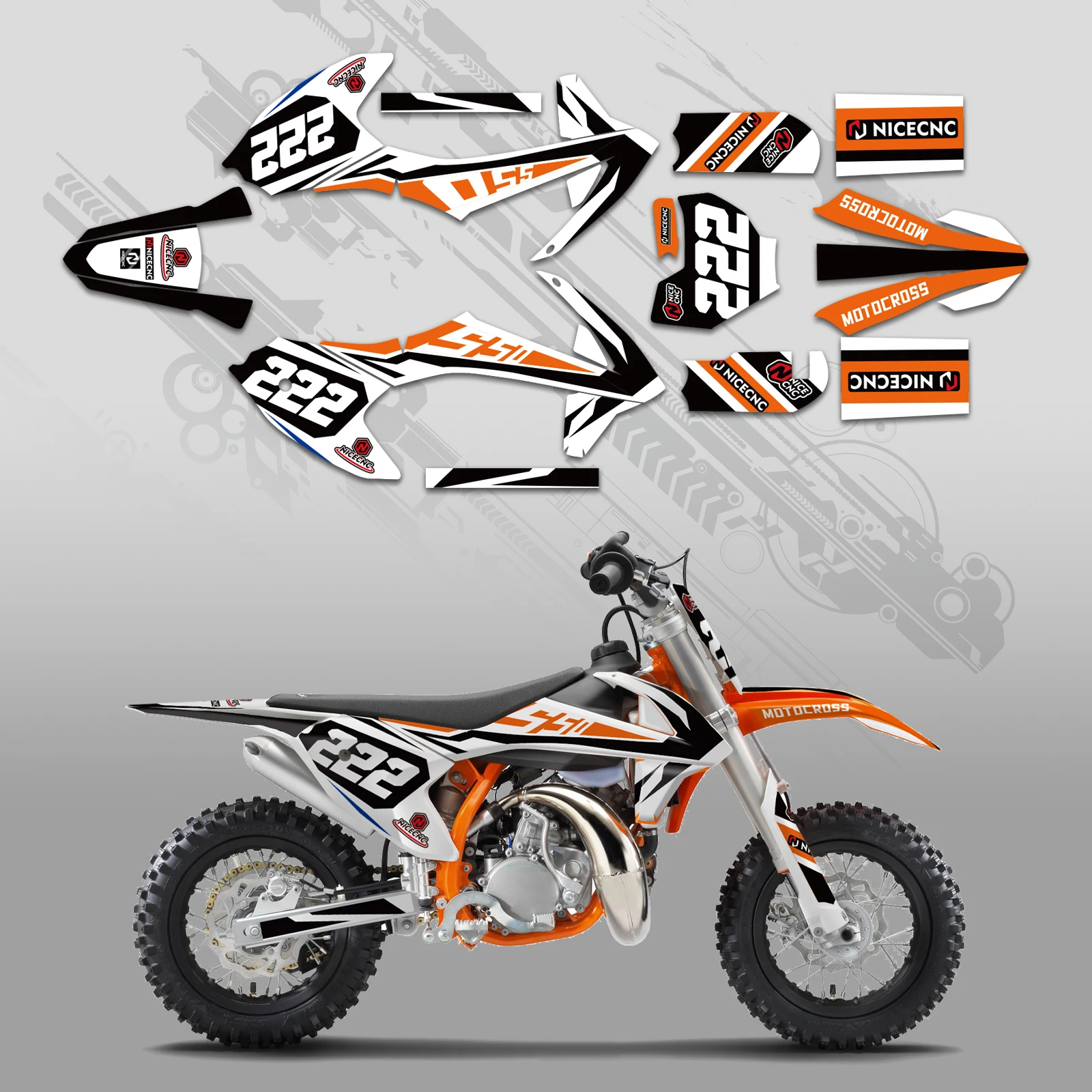 NICECNC Für KTM SX50 MINI 50 2016-2022 2021 2020 2019 2018 2017 Motorrad Verkleidung Grafik Hintergrund Aufkleber Aufkleber anpassen – Detail 4