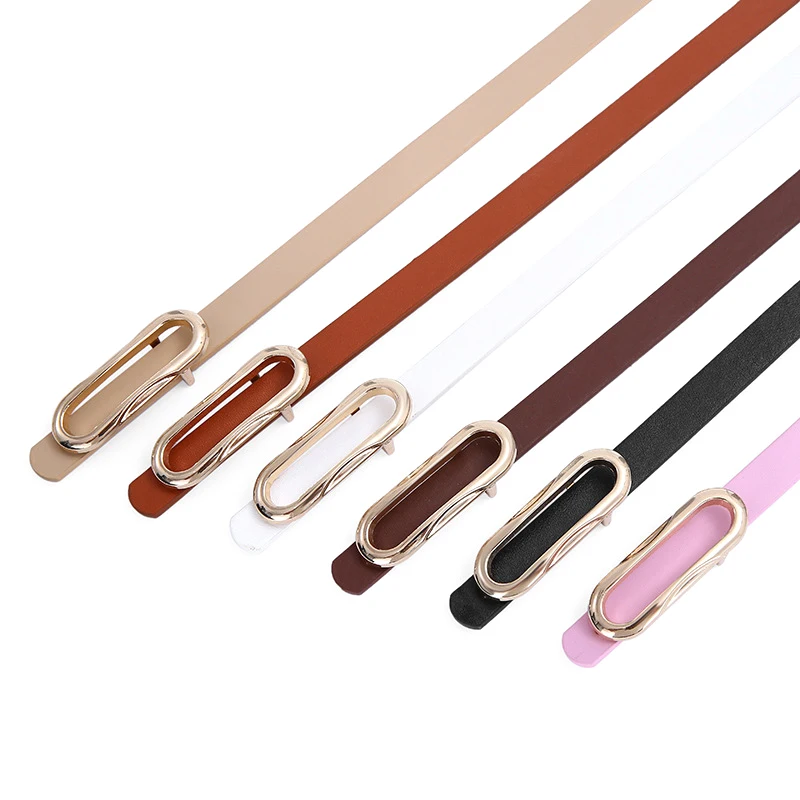 New Minimalist Versatile Women's PU Thin Belt Metal Buckle Matching Belt Female Sweater Adjustable Waistband Dress Jeans
