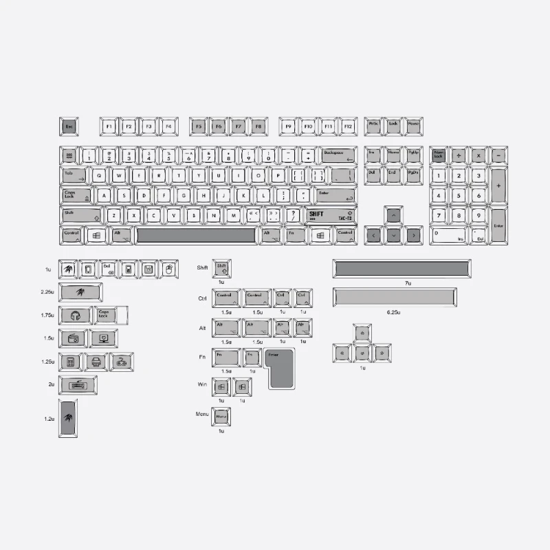 Echome-pbt Custom Keyboard Cap Grupo Vintage Cinza e Branco Keycap Xda Profile Acessórios Teclado Mecânico - Imagem 6