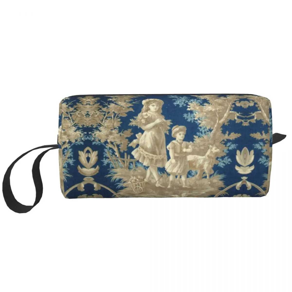 

Victorian Classic French Toile De Jouy Motif Pattern Cosmetic Bag Cute Large Capacity Makeup Case Beauty Storage Toiletry Bags