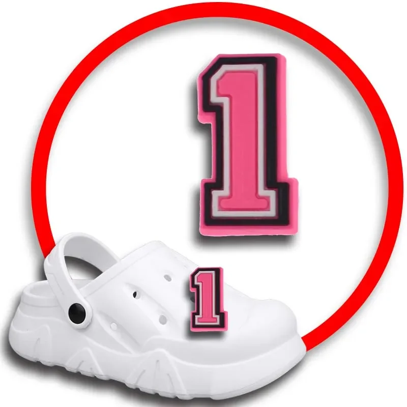 

1 шт. булавки для Crocs, шармы, аксессуары для обуви, украшение с розовыми цифрами, джинсы, женские сандалии, пряжка, Детские сувениры, мужские значки