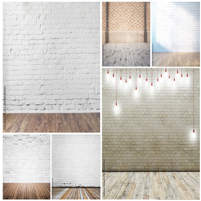 

Vintage Brick Wall Wood Floor Photography Backdrops Portrait Photo Background Studio Prop 211218 ZXX-15