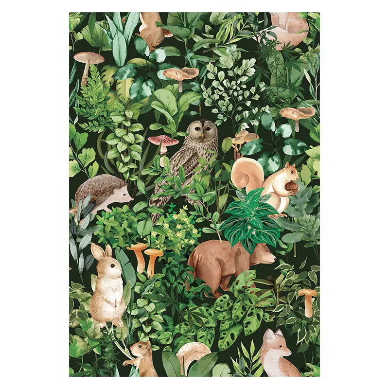 

Forest Plant Animals Wallpaper Woodland Mushroom Owl and Squirrel Contact Paper Waterproof for Vanity Home Decor New