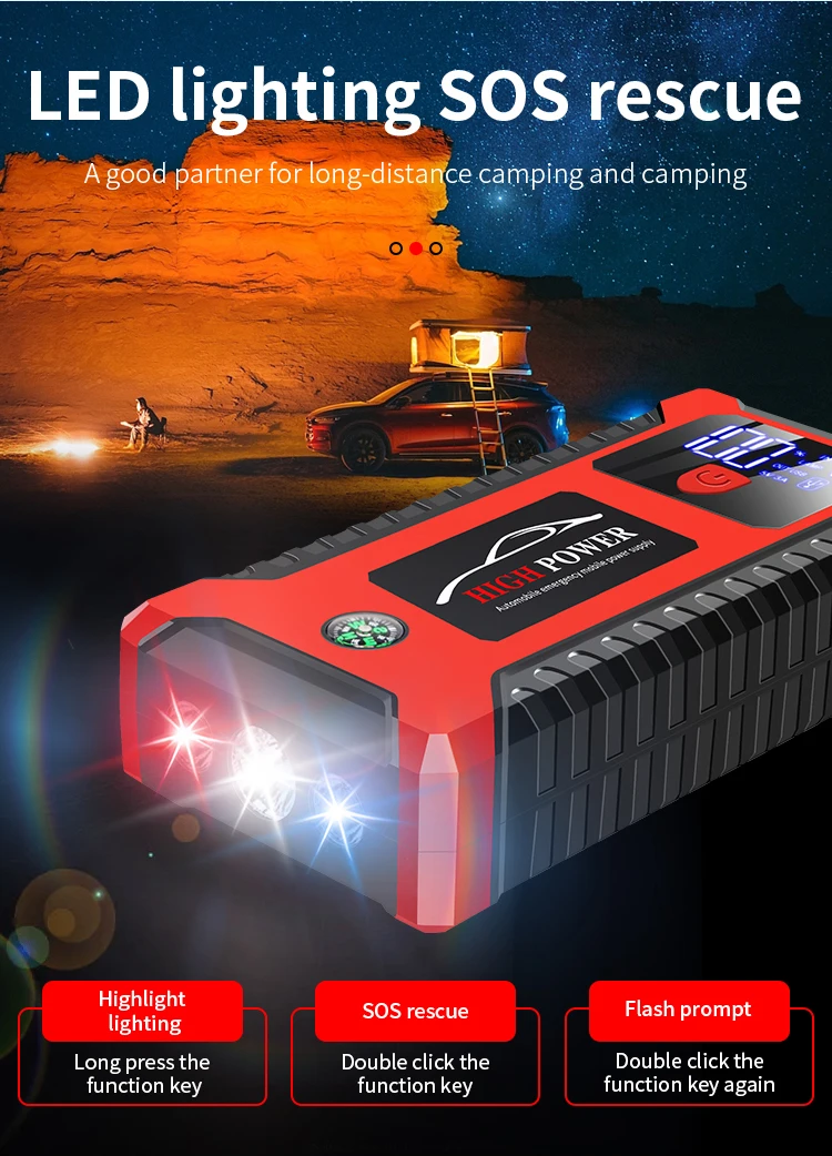 26000mAh/20000mAh Car Jump Starter 1000A 12V Output Portable Emergency Start-up Charger for Cars Booster Battery Starting Device
