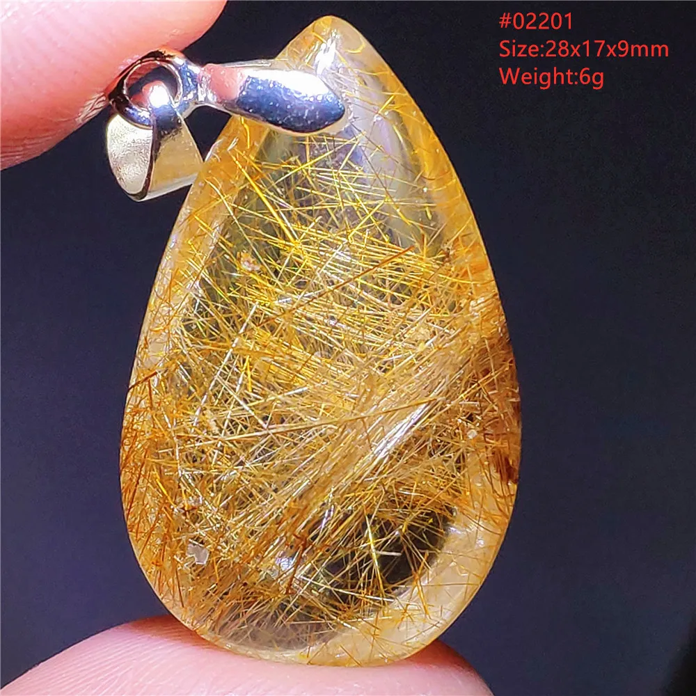 Natural Copper Rutilated Quartz Water Drop Pendant Brazil Jewelry Crystal Wealthy Rare Gold Rutilated Necklace Beads pendant necklace