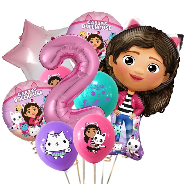 Ballons en aluminium Gabby Races House pour filles, décoration de fête d' anniversaire, baby shower, ballon de dessin animé pour enfants, chats,  numéro, 32 po, 9 pièces - AliExpress