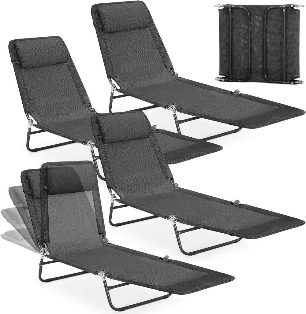 

Folding Chaise Lounge Chairs Pool Chairs Sunbathing Tanning Chair Waterproof Breathable Mesh Beach Lounge Chairs