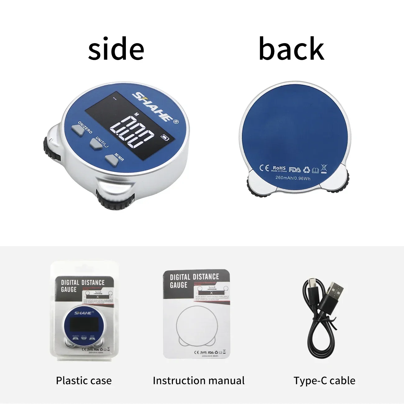 Tape Measure Measuring Tape Measuring Ruler SHAHE Electronic Tape Measure LCD Display Digital Type-C Rechargeable