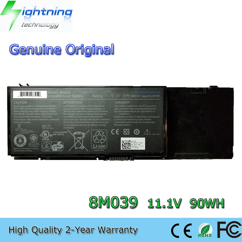 

New Genuine Original 8M039 11.1V 90Wh Laptop Battery for Dell Precision M2400 M4400 M6400 M6500 C565C 03M190