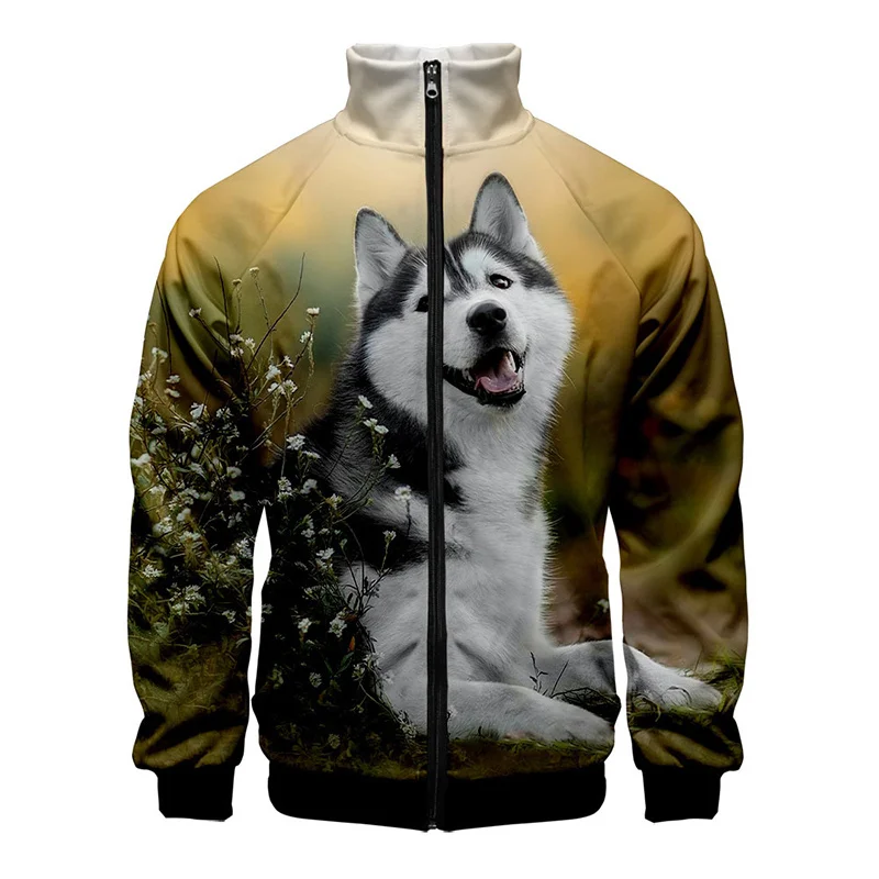 thumbnail image 1 of Nueva chaqueta con estampado 3D de husky para hombre, chaquetas con gráficos de animales de invierno para niños, ropa de calle divertida, ropa vintage, 1 of 5