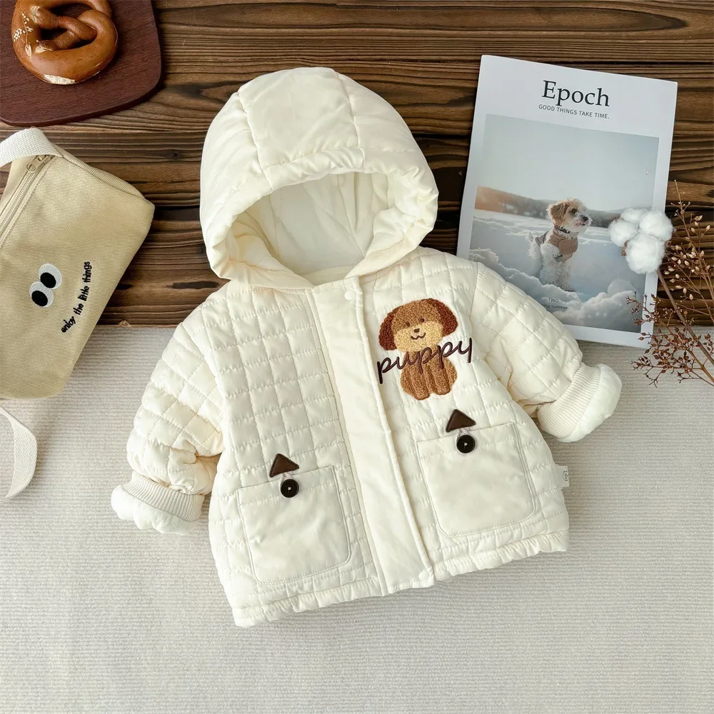 Kids Infant Boys Hooded Zipper Cartoon Dog Jacket Top Outfits 0-3Y Winter
