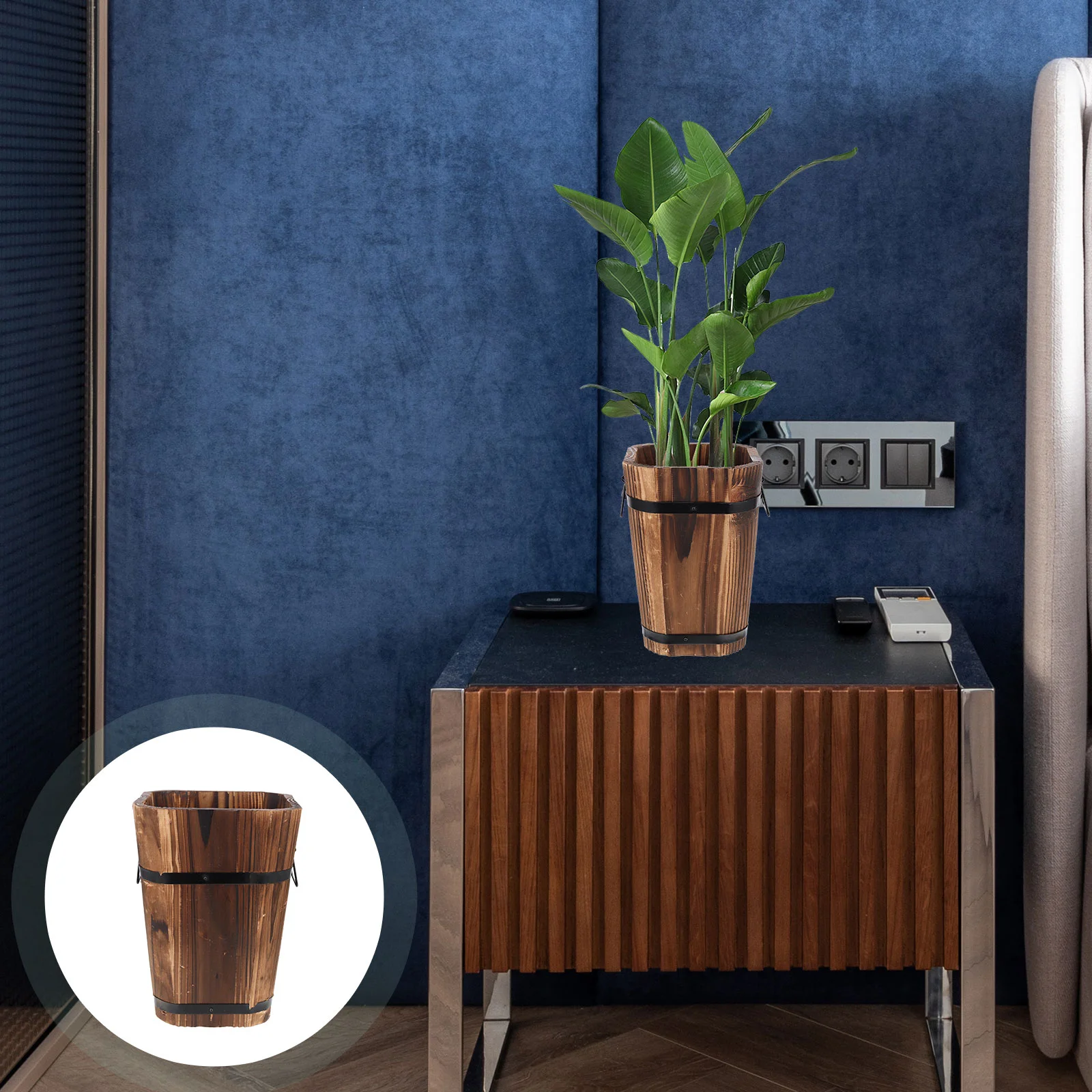 

Multipurpose Wood Flowerpot Durable Wooden Flowerpot Retro Flower Planter