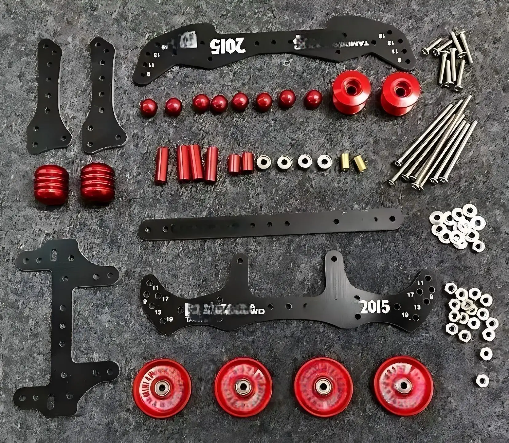MA AR FMA Chassis Upgrade Aluminum Alloy Base Fiberglass Front & Rear Parts Mini 4WD Upgrade Kit Tuning Damping Stabilizer Set