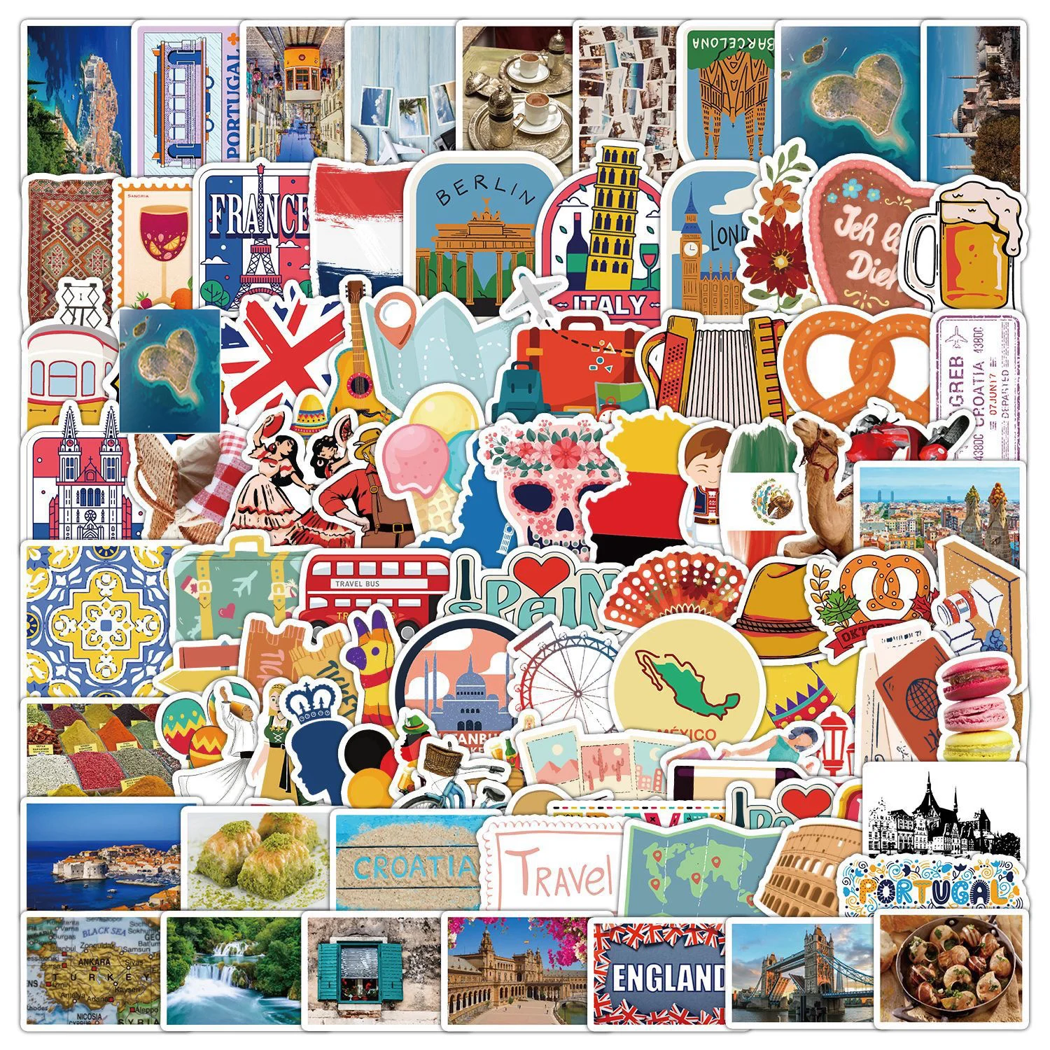 

10/30/50/100PCS World Famous Landscape Stickers Aesthetic Travel Scenery Decals Graffiti DIY Phone Suitcase Luggage Wall Sticker