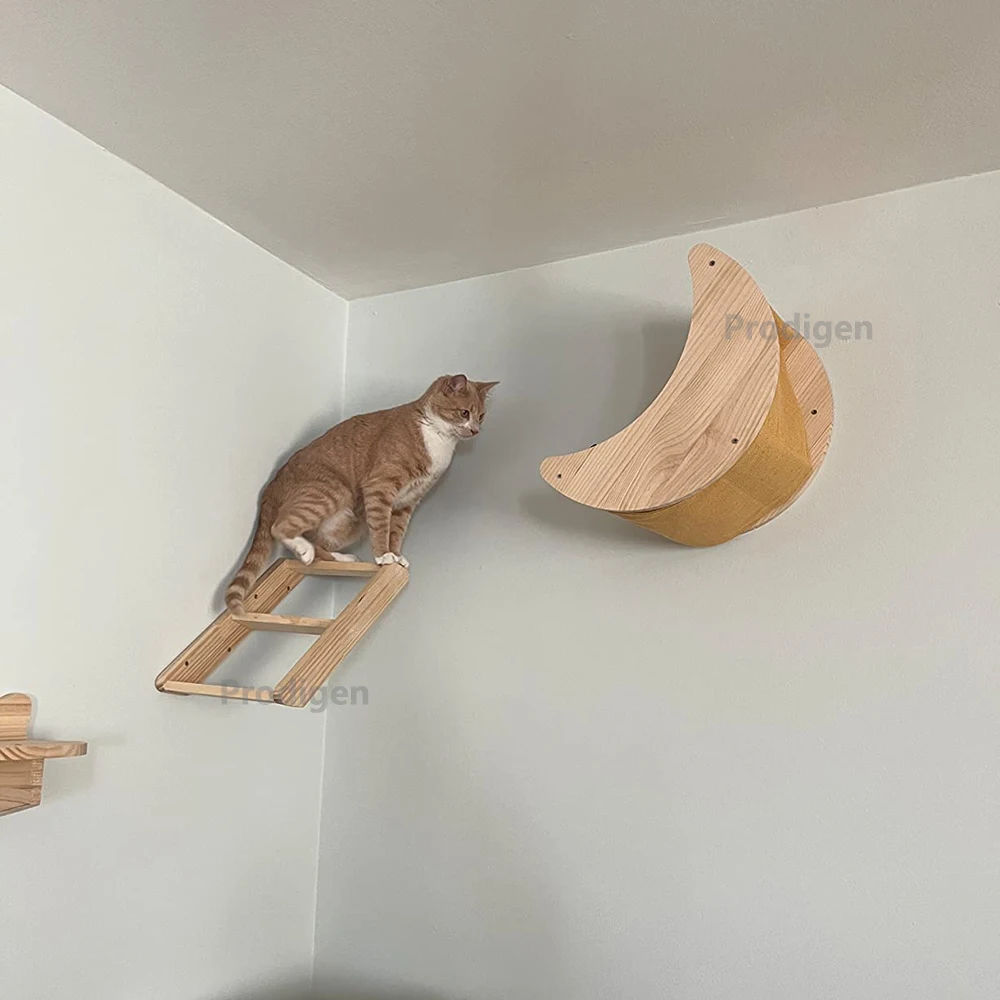 Title 4, Cat Wooden Wall Shelf Perches Hammock For Kitte...
