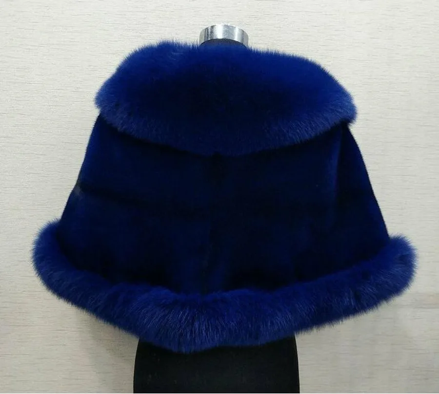 Big Bridal Faux Fur Wraps Winter Wedding Coat Warm shawls Outerwear White Black Blue Shrug Women Prom size 165*55 cm