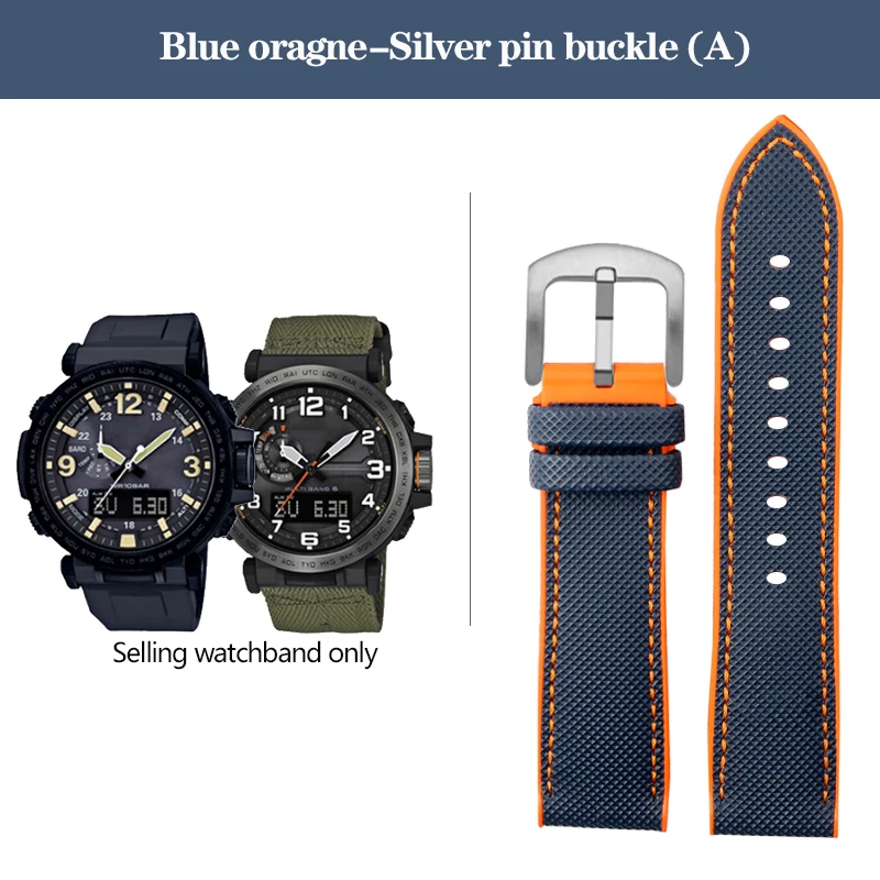 Durable Nylon Rubber Bottom Sports Watchband - 24mm Canvas Silicone Strap