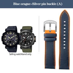 Durable Nylon Rubber Bottom Sports Watchband - 24mm Canvas Silicone Strap - 24mm (Blue orange - SR A)