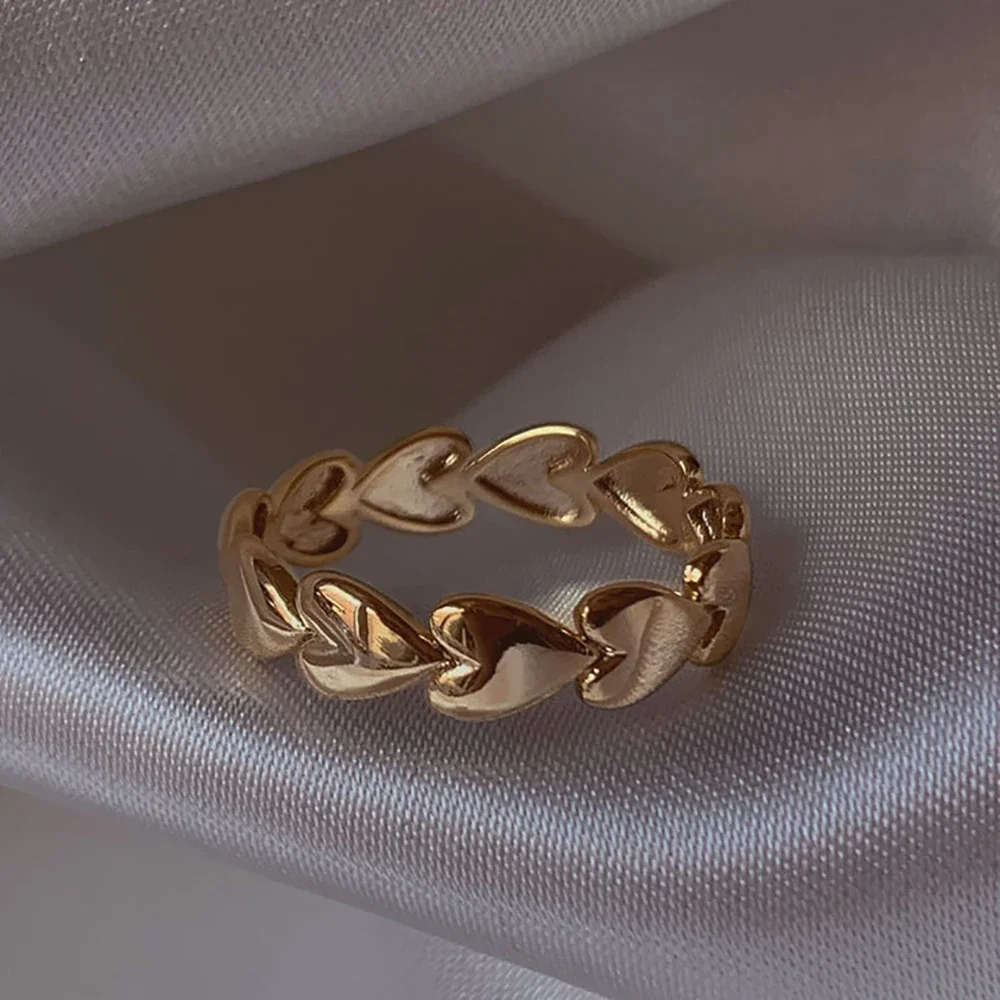 Punk Jewelry Splicing Hearts Together Circle Knuckle Ring Waterproof Statement Stainless Steel Heart Rings Fashion Jewelry 2025