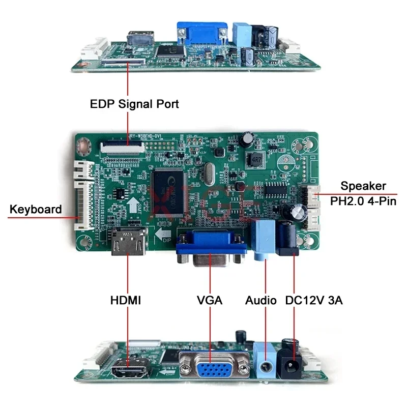 Fit NT156WHM-N12/N21/N32/N41/N42 Kit Controller Board Aluminum Alloy Case 1366*768 30Pin EDP Panel HDMI-Compatible VGA 15.6" LED