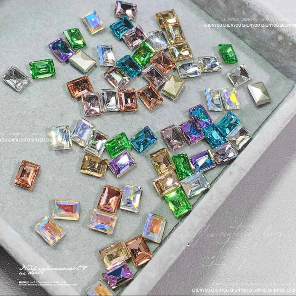 50팩 K9 유리 크리스탈 네일 라인스톤 비즈 6x8mm 눈부신 다이아몬드 같은 포인트백 보석 네일 아트 및 쥬얼리 매니큐어 액세스