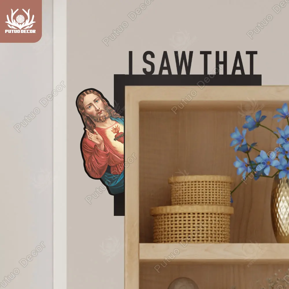 PutuoDecorJesusISawThatFunnyDecorDoorCornerSignEasterWood
