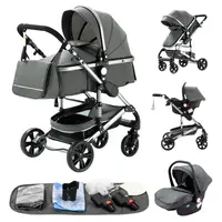 3 en 1 bébé poussette multi-fonctionnelle haute paysage chariot peut s'asseoir inclinable lumière pliant poussettes bébé poussette landau 6