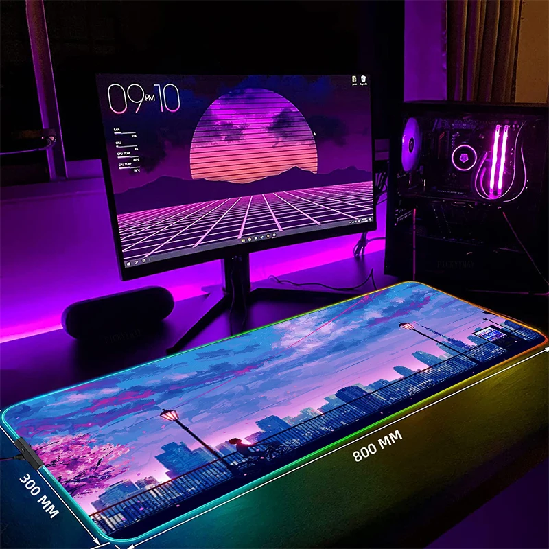 

Large LED Desk Mats XXL RGB Computer Mousepad Moon Landscape 90x40cm Backlight Keyboard Mat Table Pad Gamer Luminous Mousepads