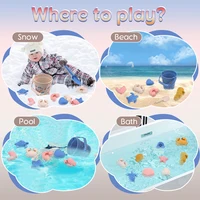 6PCS Summer Cartoon Beach Set Toys Children Digging Sand Plastic Bucket Watering Bottle Shovel Children Beach Water Play Toys 2