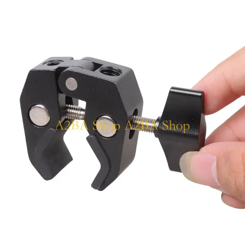 DSLR 카메라 모니터 용 1/4 인치 3/8 인치 나사 구멍이있는 A2BA 금속 슈퍼 클램프 암 클램프 LED 라이트 마이크 액세서리