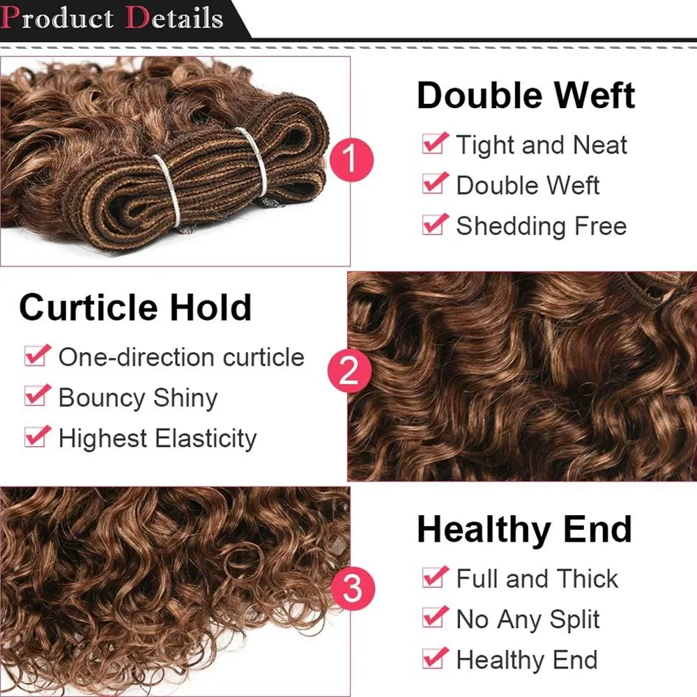 Reddish Brown 3Pieces /Lot Sassy Curly Wavy Human Hair Bundles Brazilian Human Hair Weave Bundles Curly Extensions human hair extensions human hair bundles