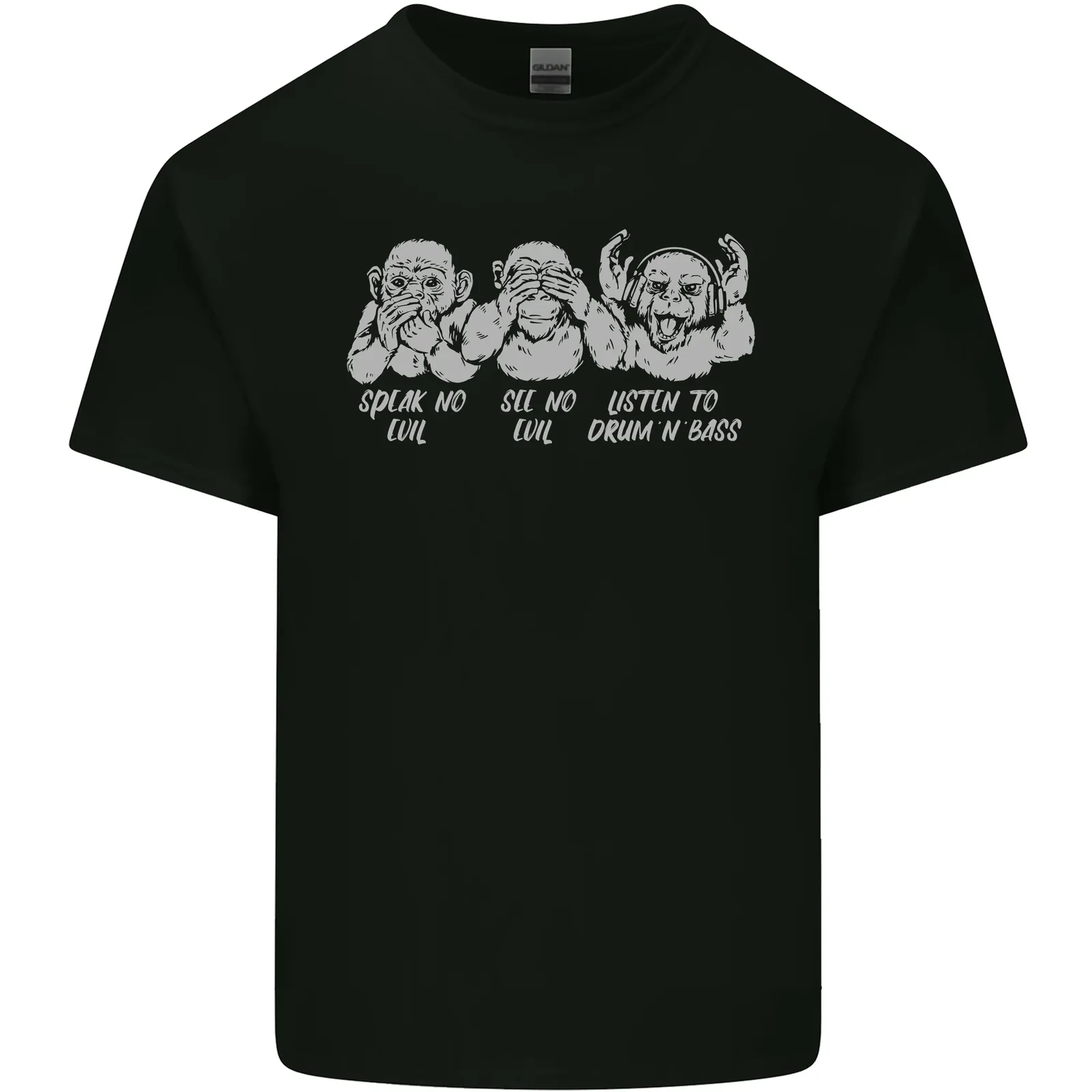 Tamburo E Bass Scimmie Dj Cuffie Musica Uomo Cotone T-Shirt