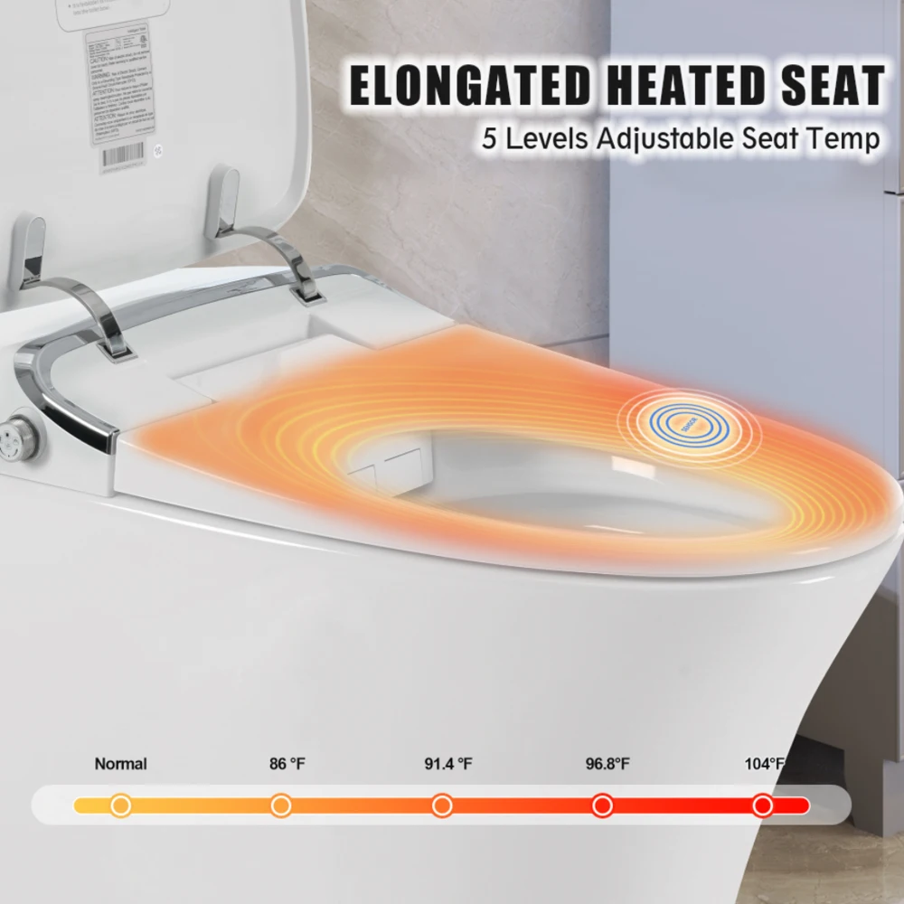 Luxury Smart Toilet with Dryer and warm water,  Elongated Bidet Toilet with Heated Seat, with Remote Control, LED Night Light 3