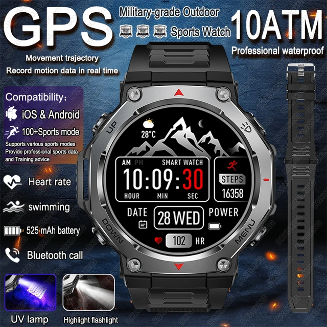 New T-Rex 3 Military Outdoor Sports Smart Watch Men GPS Motion Track 5 ATM Waterproof Heart Rate HD Bluetooth Call Smart Watch