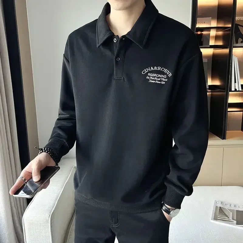 thumbnail image 1 of Sudaderas estampadas holgadas blancas tipo polo, camisetas de poliéster de diseñador para hombre, ropa de calle social, tallas grandes, citas, venta de ropa masculina, 1 of 4