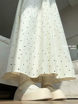 plus Size Summer Thin Cotton Linen Wide Leg Pants Ice Silk Loose Drapey Polka Dot Harem Trousers for plus Size Women