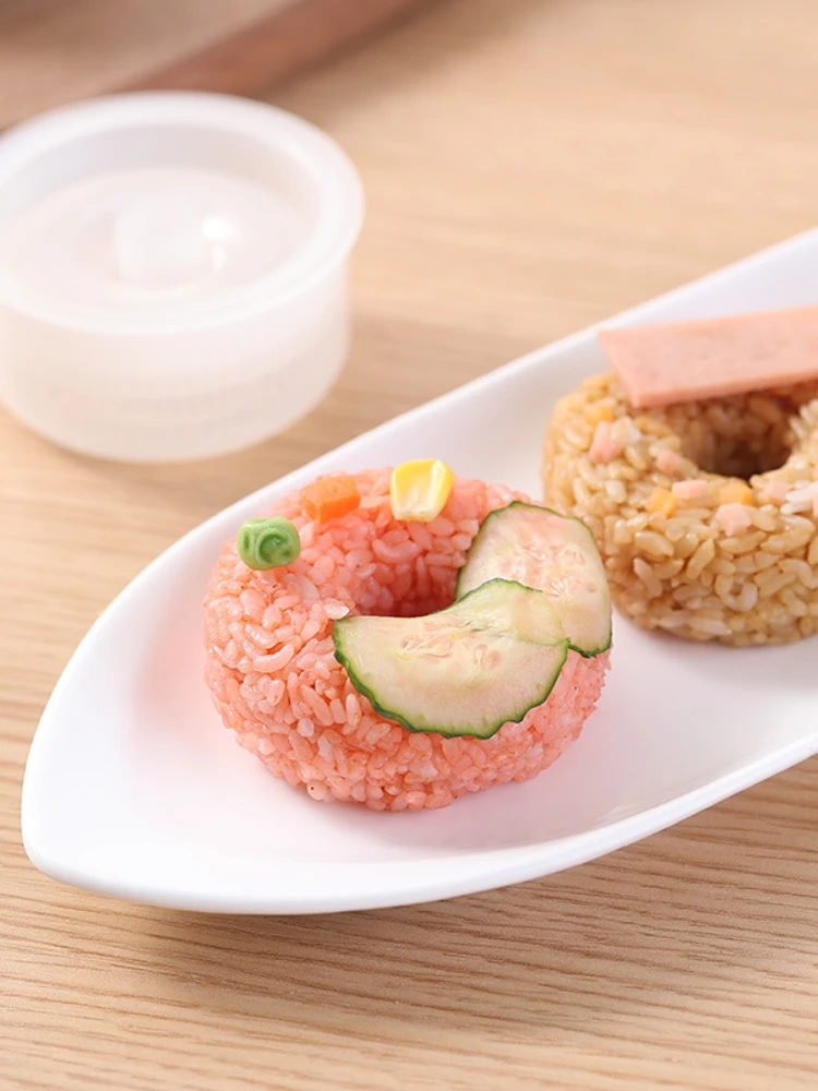 Donut Shape Onigiri Form Plastic Non-Stick Sushi Maker Set DIY Easy Rice Ball Press Mold Making Kit Kitchen Accessories