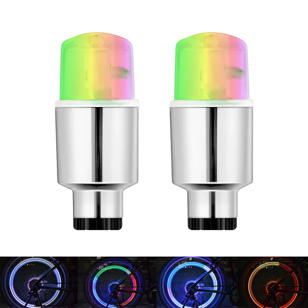 

2pcs Car Lights Caps Accessories Bike Lamps Wheel Tire Cap Spoke Interior Tyre LED Auto Dust Proof Valve Flash Neon Decoration